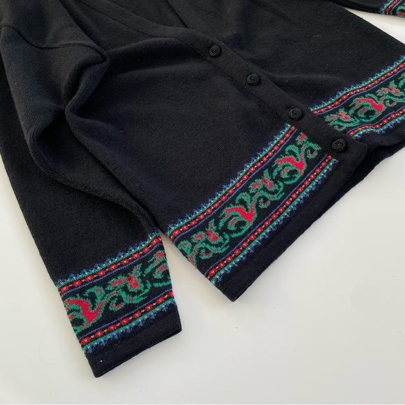 VINTAGE Pendleton 100% Virgin Wool Cardigan Sweater in Black Size Medium Tall - Picture 5 of 8